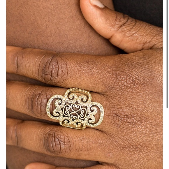 Regal Regalia - Brass - Topaz Rhinestones - Ring NWT
